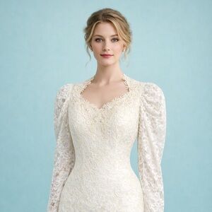 CUSTOM HANDMADE VINTAGE LACE WEDDING DRESS HEIRLOOM ELOPEMENT 1980’s 👰‍♀️🏵️